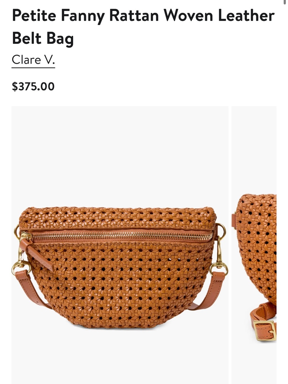 Clare V Petite Fanny Rattan Woven Leather Belt Bag - Tan